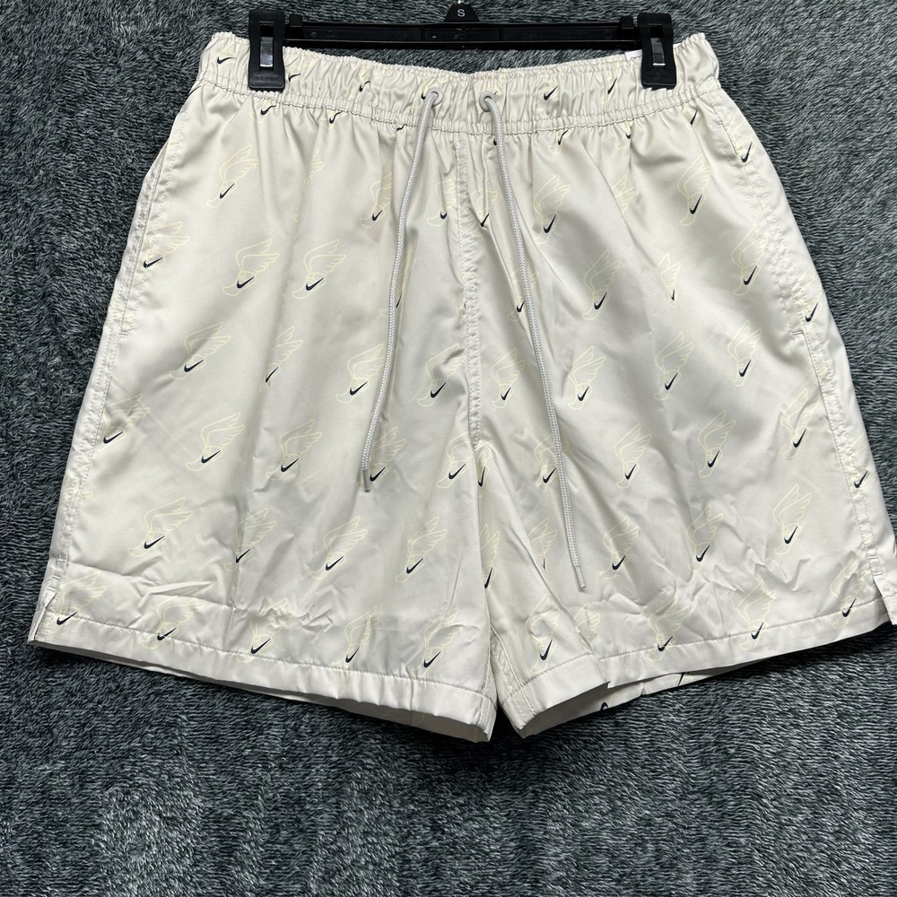 Nike Mens Size S Beige Nike Swoosh AOP Woven Flow Athletic Shorts